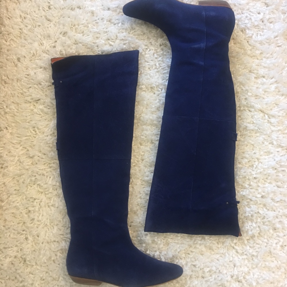 Kelsi Dagger Blue Suede Over-the-Knee boots